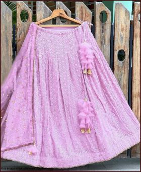 Latest Georgette Sequens & Embroidered Light Pink Color Lehenga Choli