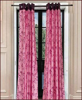  Glamorous Polyster Printed Darkening Door Curtain-pink