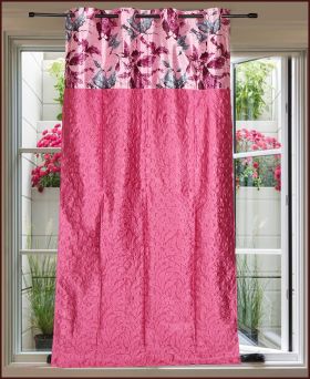  Heavy Look Polyster Printed Darkening Window Curtain-pink