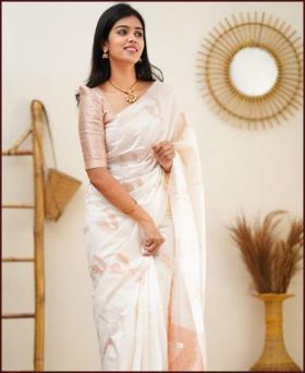 Wonderful Designer Zari Woven Work Banarasi  Soft Silk Saree With Blouse