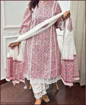 Peach Color Cottan Fabric With Embroidery Work Pakistani Readymade Suit -M