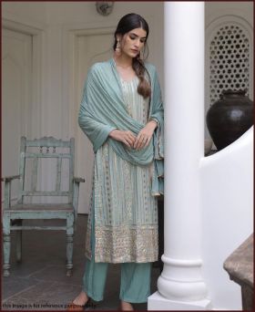Exclusive Faux Georgette Sequence Grey Shalwar Suit 