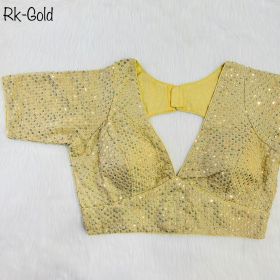 Bollywood Style Faux Georgette Sequence Blouse-Golden