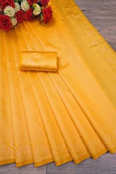 New Soft Litchi Silk Rich Pallu Saree-Yellow